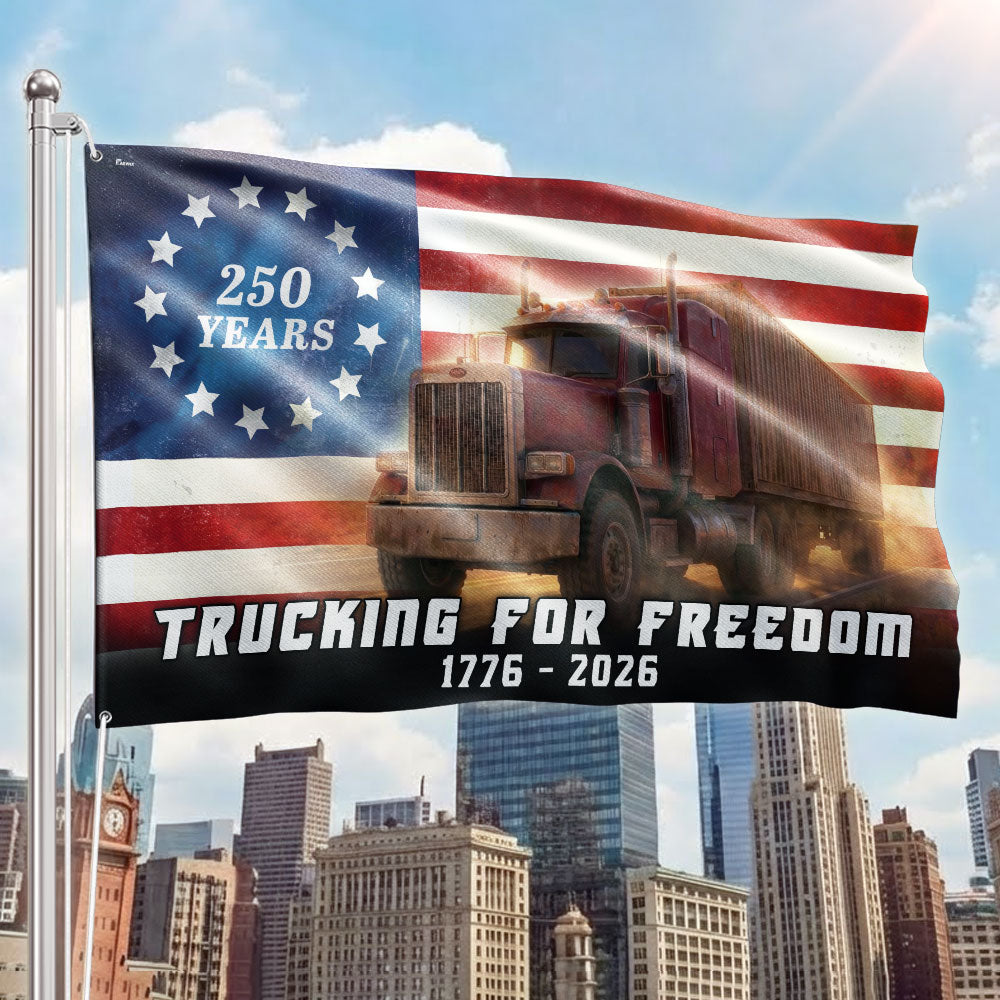 Trucker American Flag, 1776 2026 Trucking for Freedom Grommet Flag
