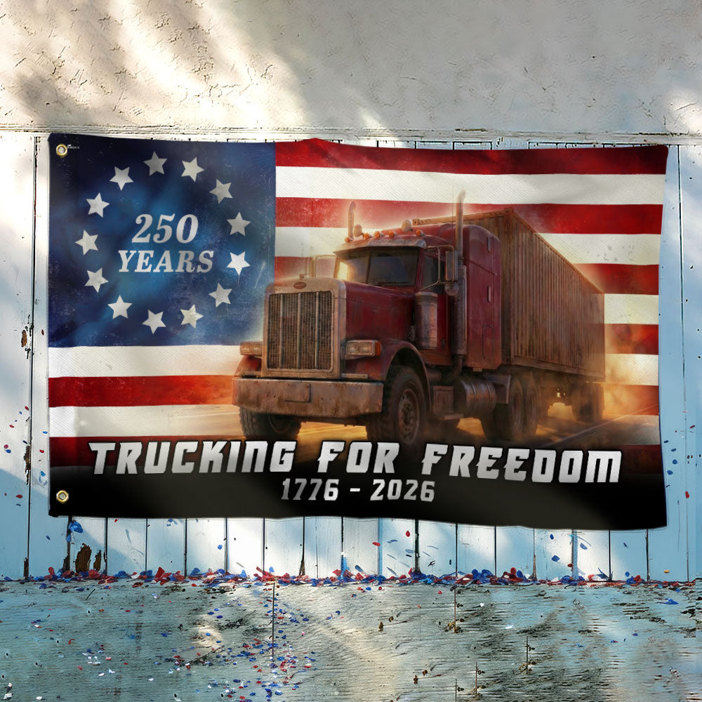 Trucker American Flag, 1776 2026 Trucking for Freedom Grommet Flag