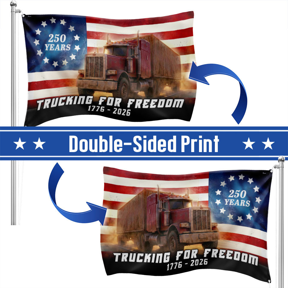 Trucker American Flag, 1776 2026 Trucking for Freedom Grommet Flag