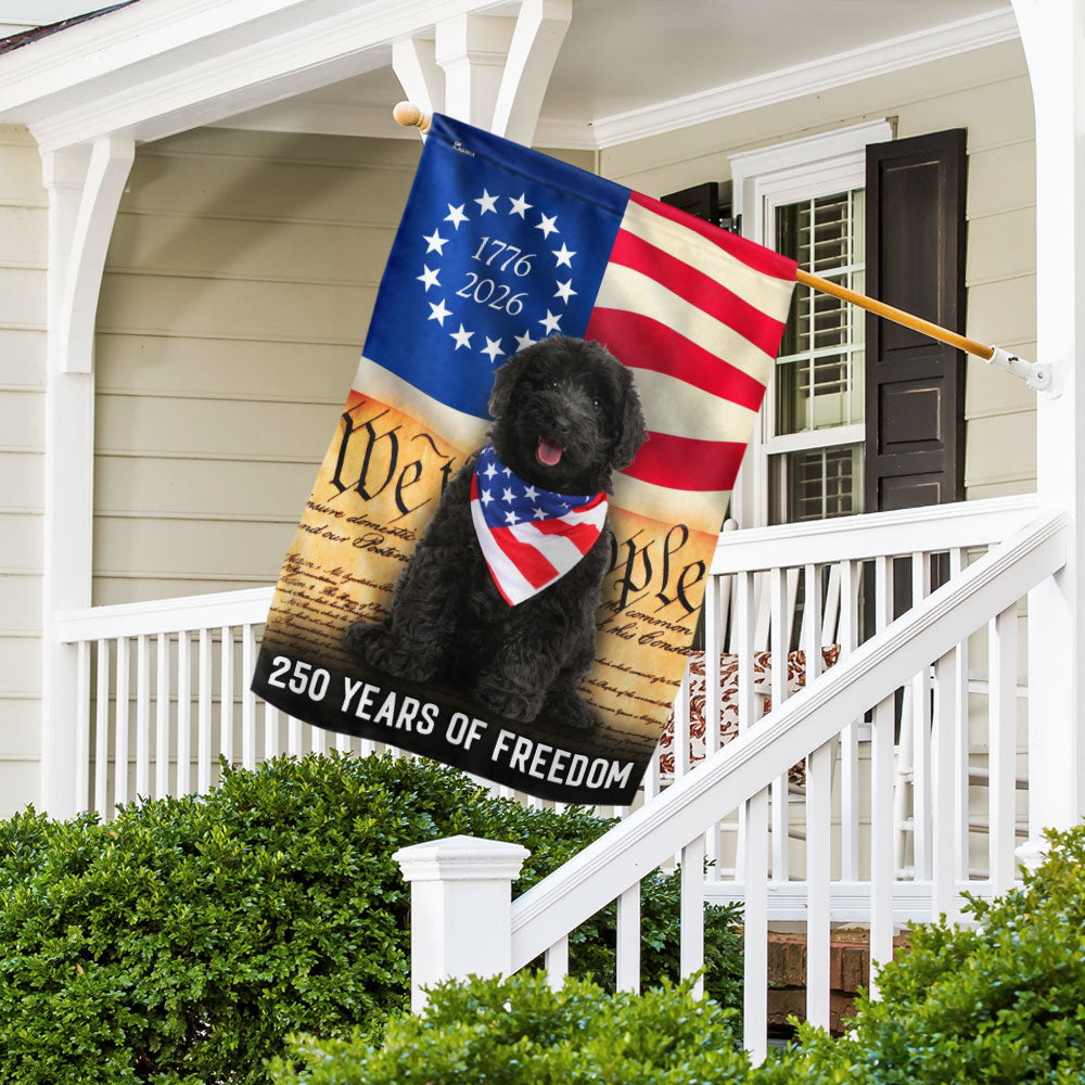 Black Goldendoodle Flag, 250 Years of Freedom American Flag