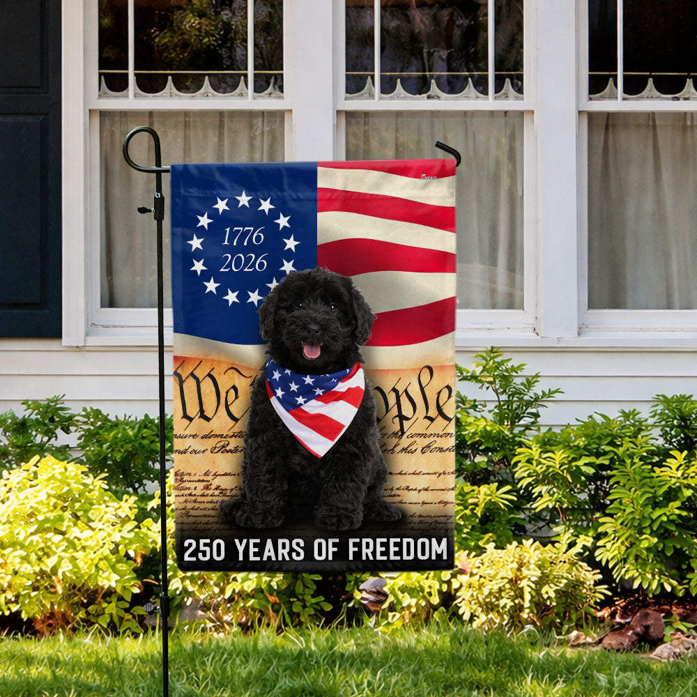Black Goldendoodle Flag, 250 Years of Freedom American Flag
