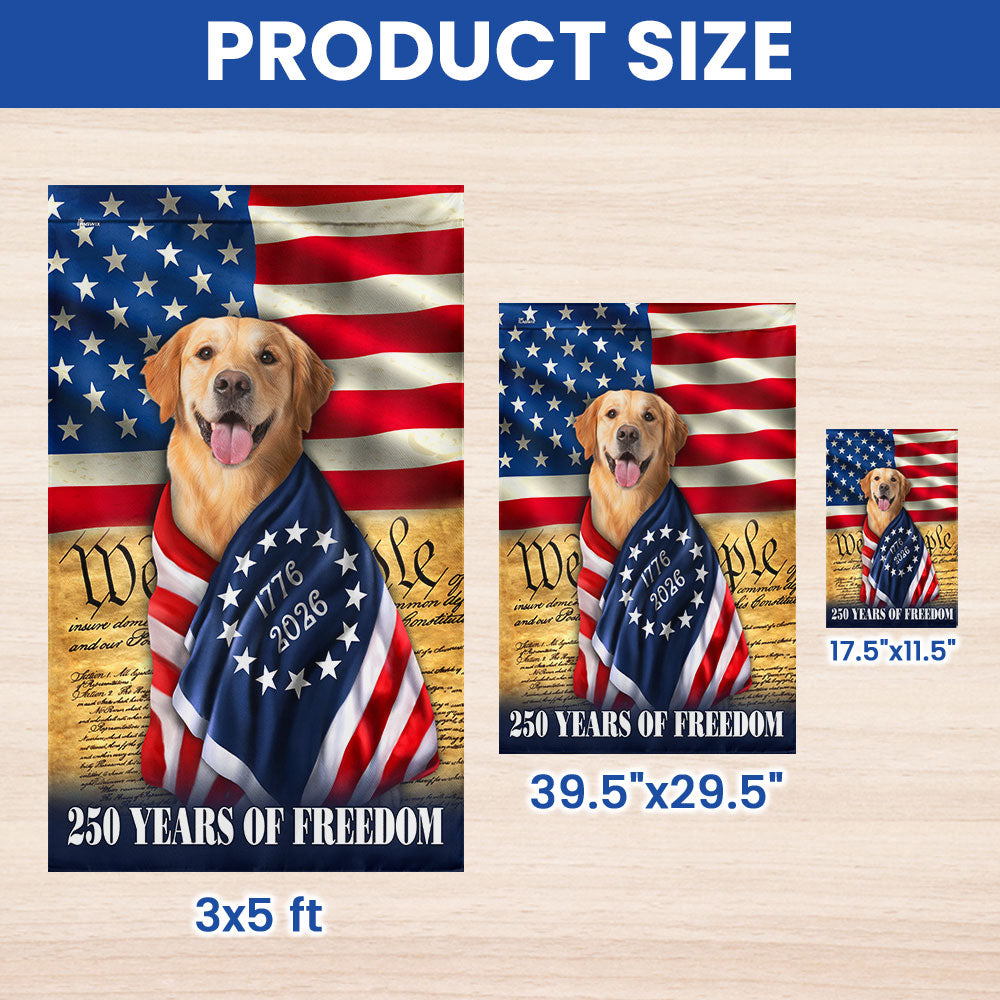 250 Years of Freedom Flag, Golden Retriever Wrapped in Glory US Flag
