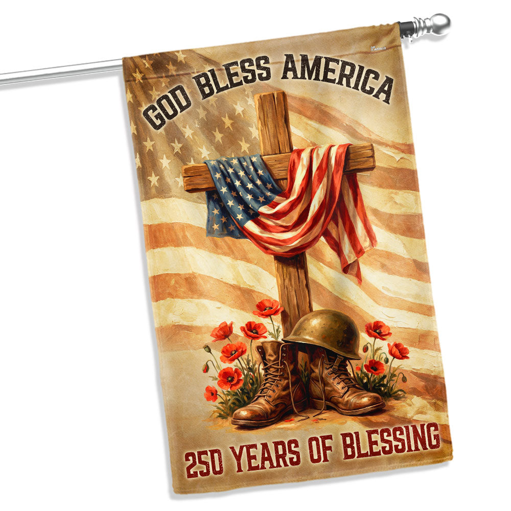 250 Years of Blessing Flag, Memorial Day Patriotic Cross American Flag