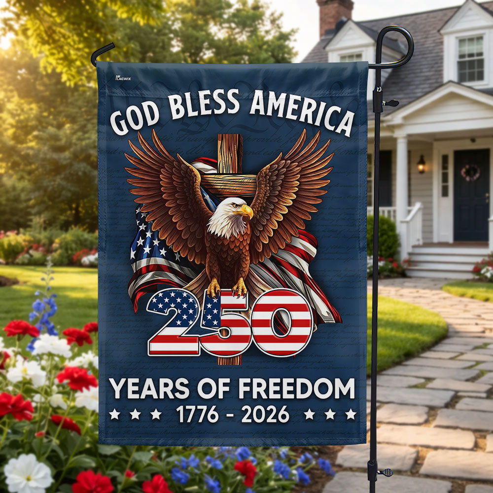 250 Years of Freedom Flag, 1776 2026 God Bless America Cross US Flag