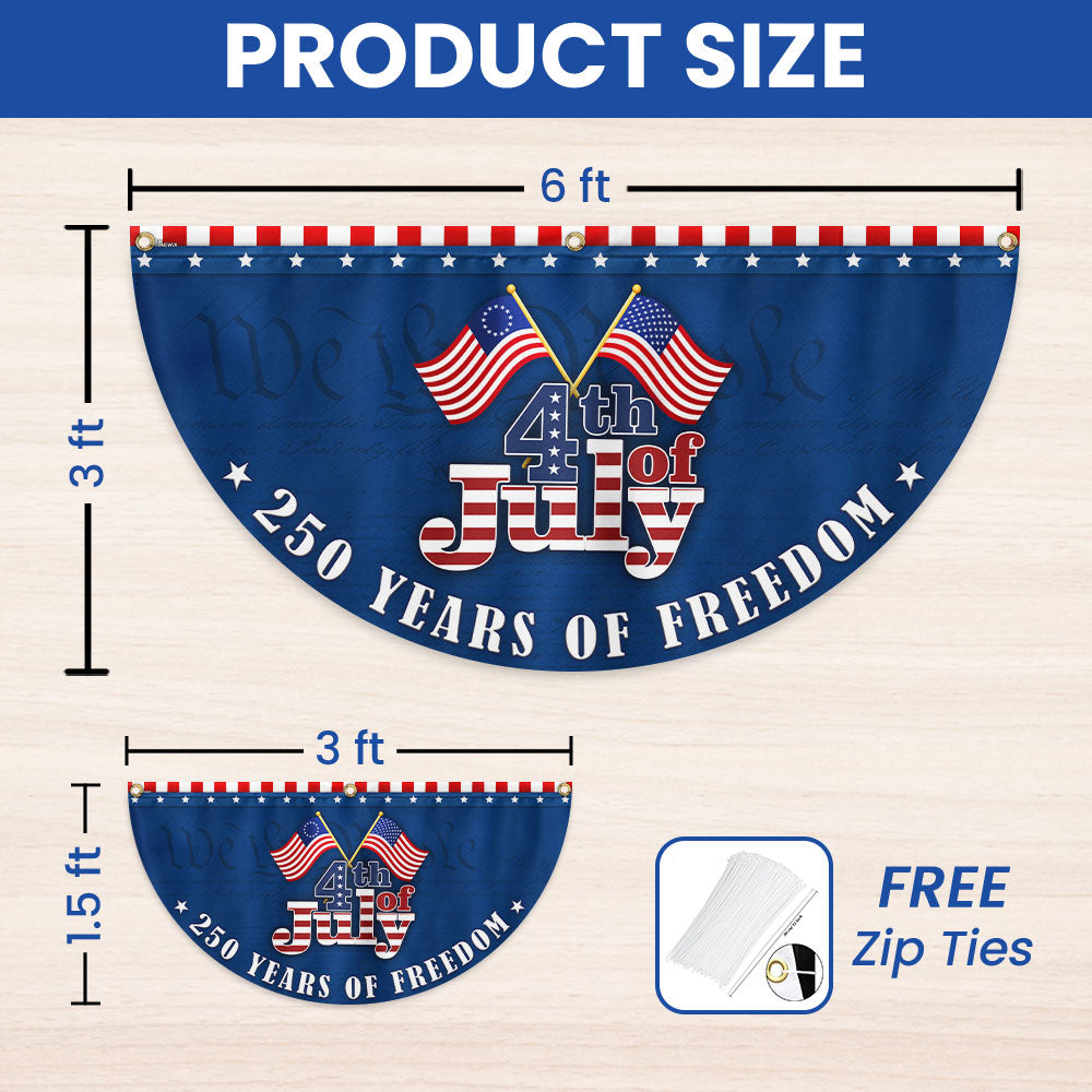 250 Years of Freedom Flag, 1776 2026 Betsy Ross 4th of July Fan Flag