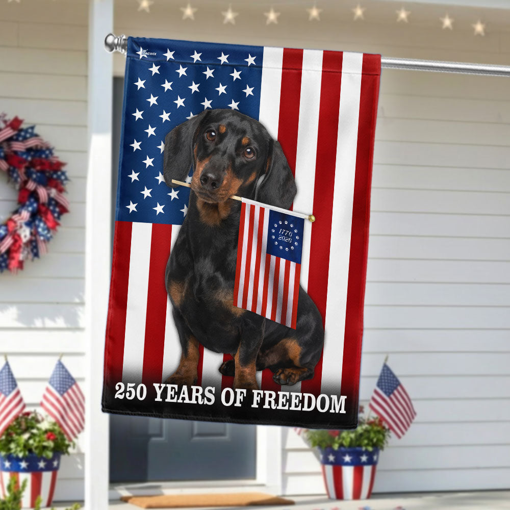 Dog American Flag, 250 Years of Freedom Dachshund Dog US Flag