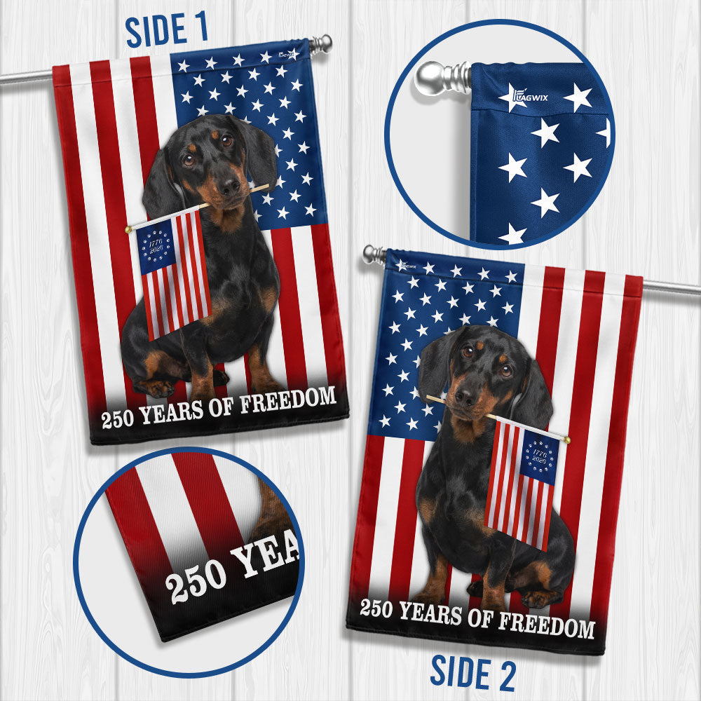Dog American Flag, 250 Years of Freedom Dachshund Dog US Flag