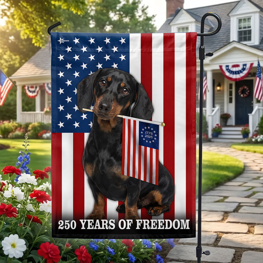 Dog American Flag, 250 Years of Freedom Dachshund Dog US Flag