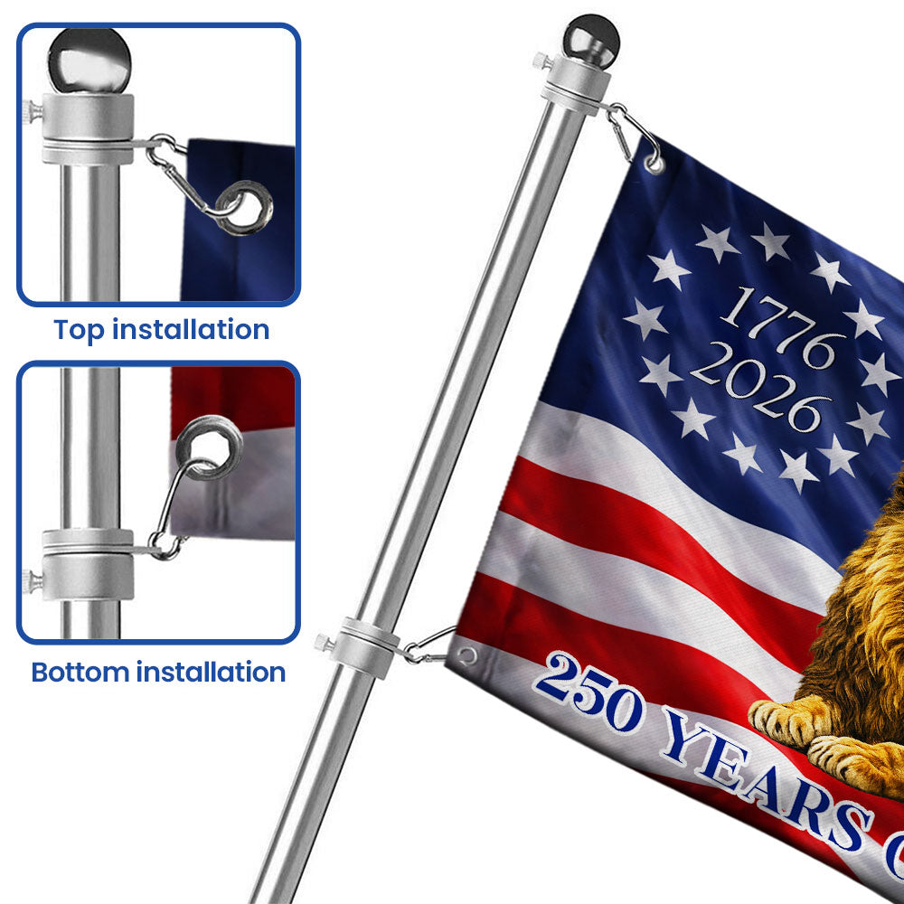 250 Years of Blessings American Grommet Flag, Jewish The Lamb And Lion of Judah Decor