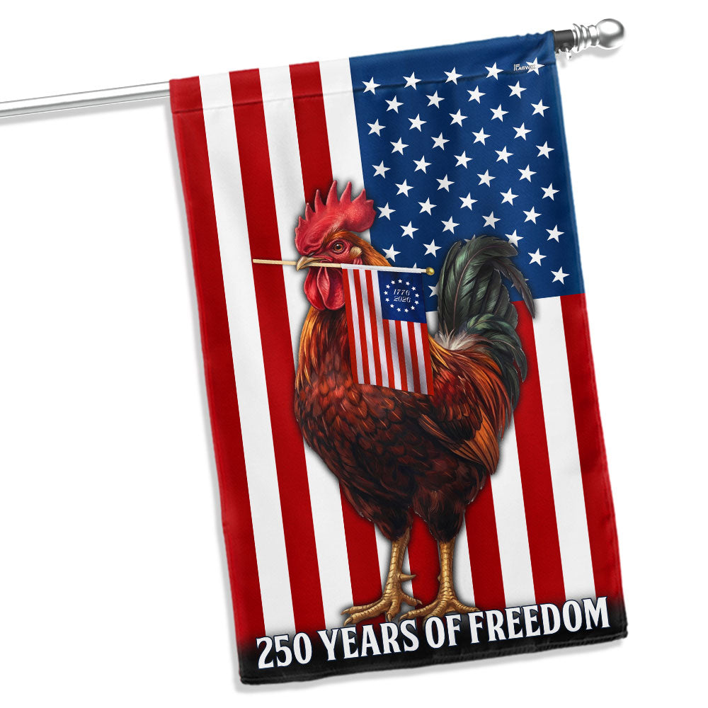 Chicken Rooster American Flag, 250 Years of Freedom Farm Flag