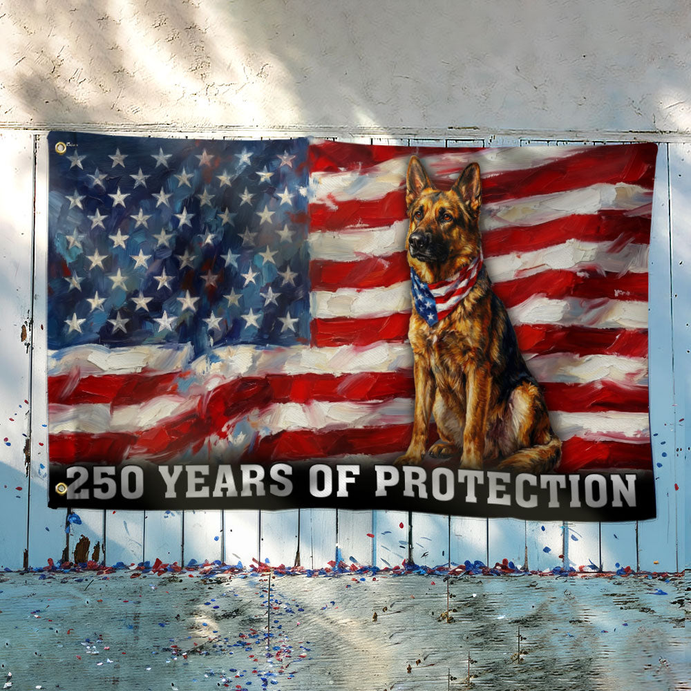 Dog American Flag, 250 Years of Protection Grommet Flag