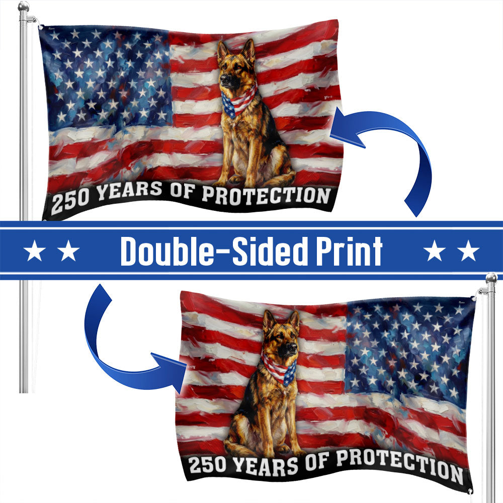 Dog American Flag, 250 Years of Protection Grommet Flag