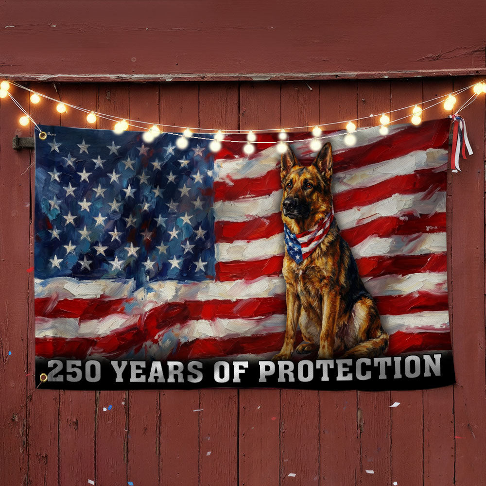 Dog American Flag, 250 Years of Protection Grommet Flag