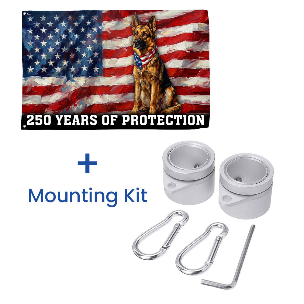 Dog American Flag, 250 Years of Protection Grommet Flag