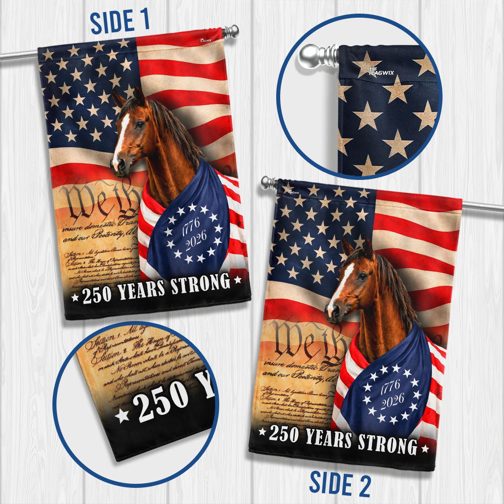 Horse American Flag, 250 Years Strong Horse Wrapped in Glory US Flag