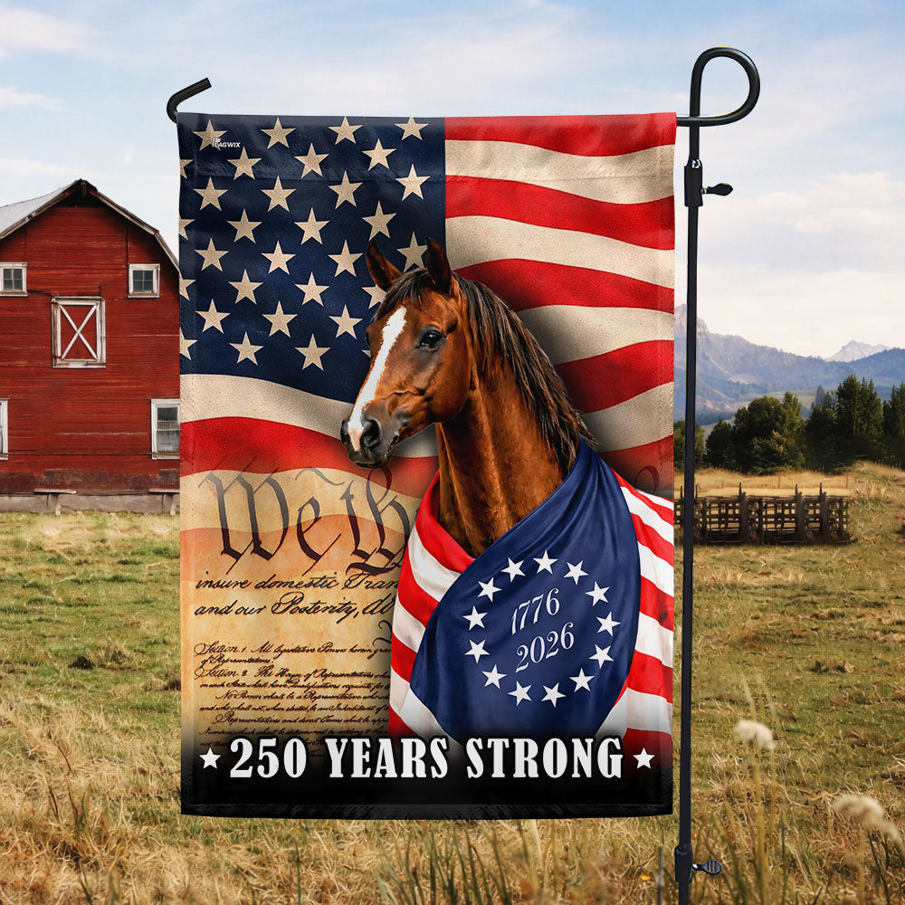 Horse American Flag, 250 Years Strong Horse Wrapped in Glory US Flag