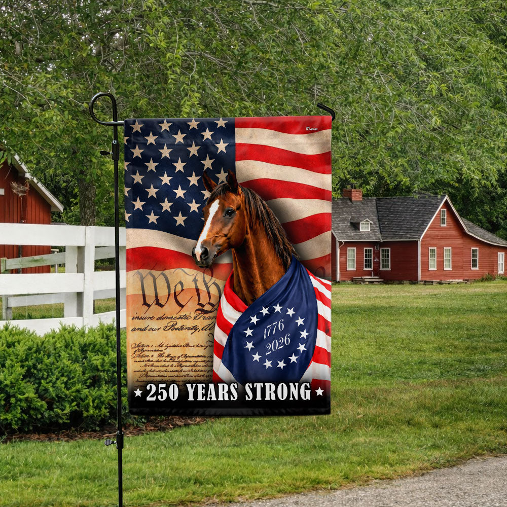 Horse American Flag, 250 Years Strong Horse Wrapped in Glory US Flag