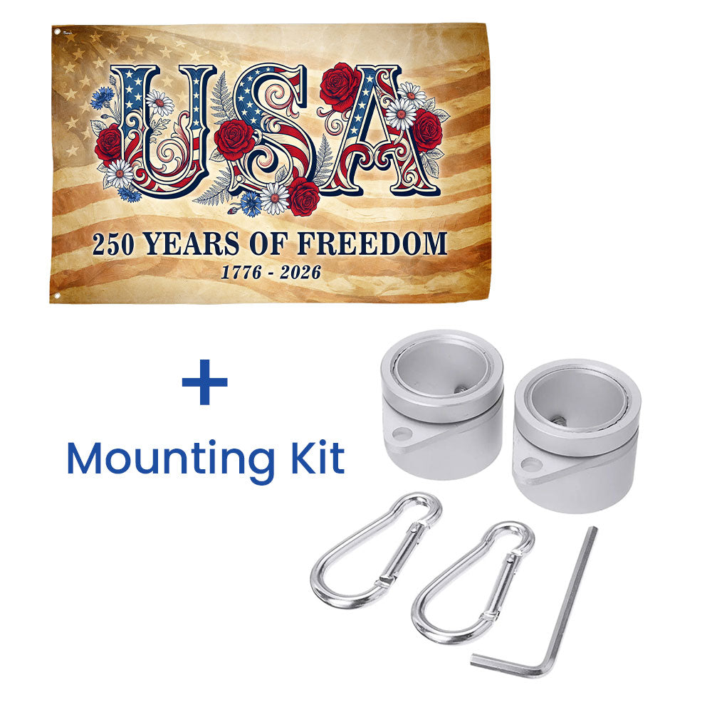 USA American Flag, 250 Years of Freedom Vintage Patriotic Grommet Flag