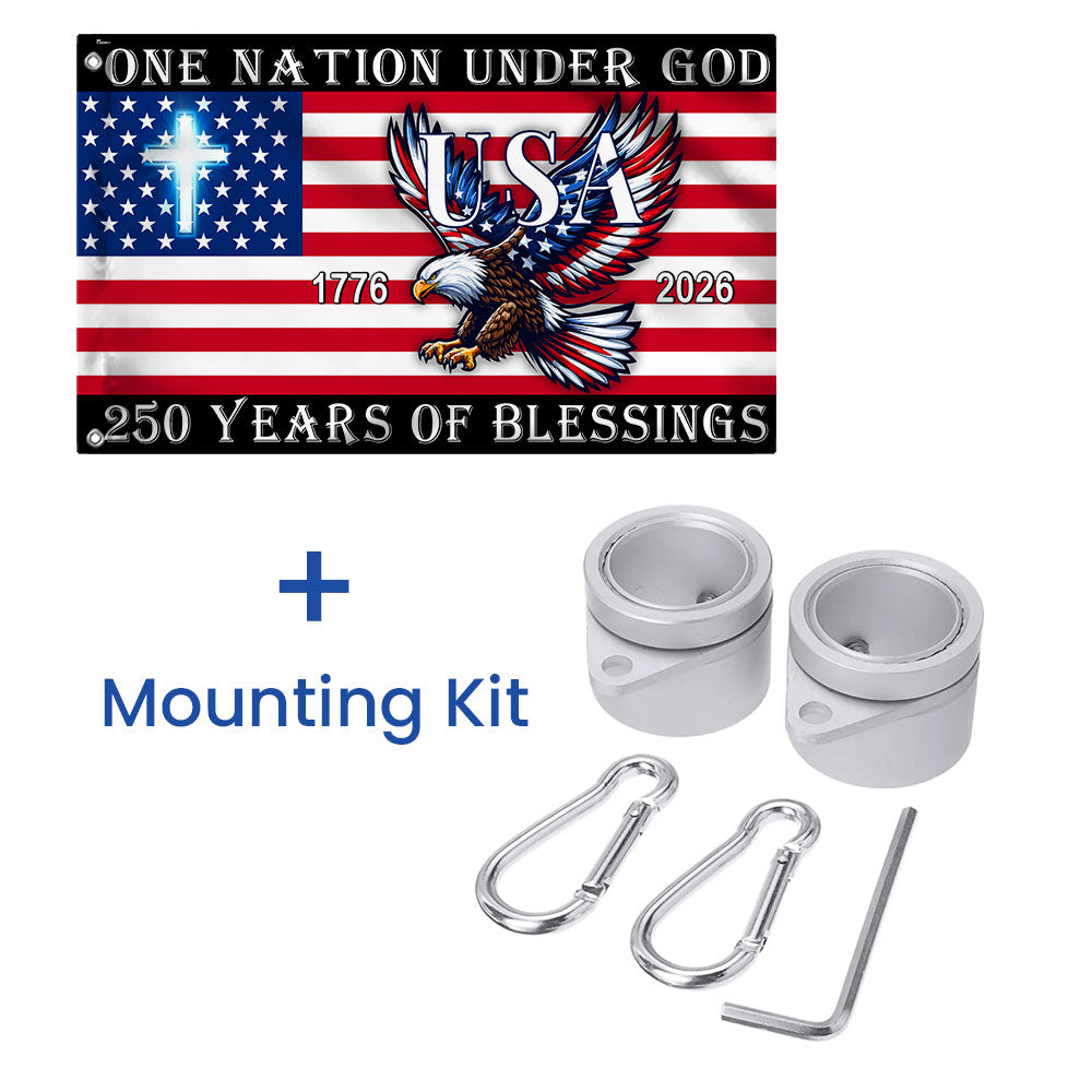 Christian Cross Flag, 250 Years of Blessings Patriotic Eagle Grommet Flag