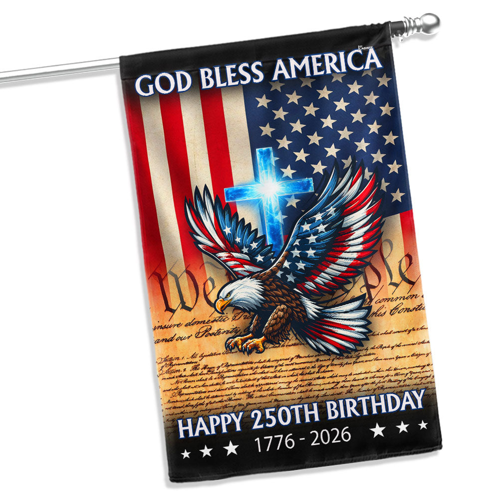 Christian Eagle Cross American Flag, 1776 2026 God Bless America US Flag