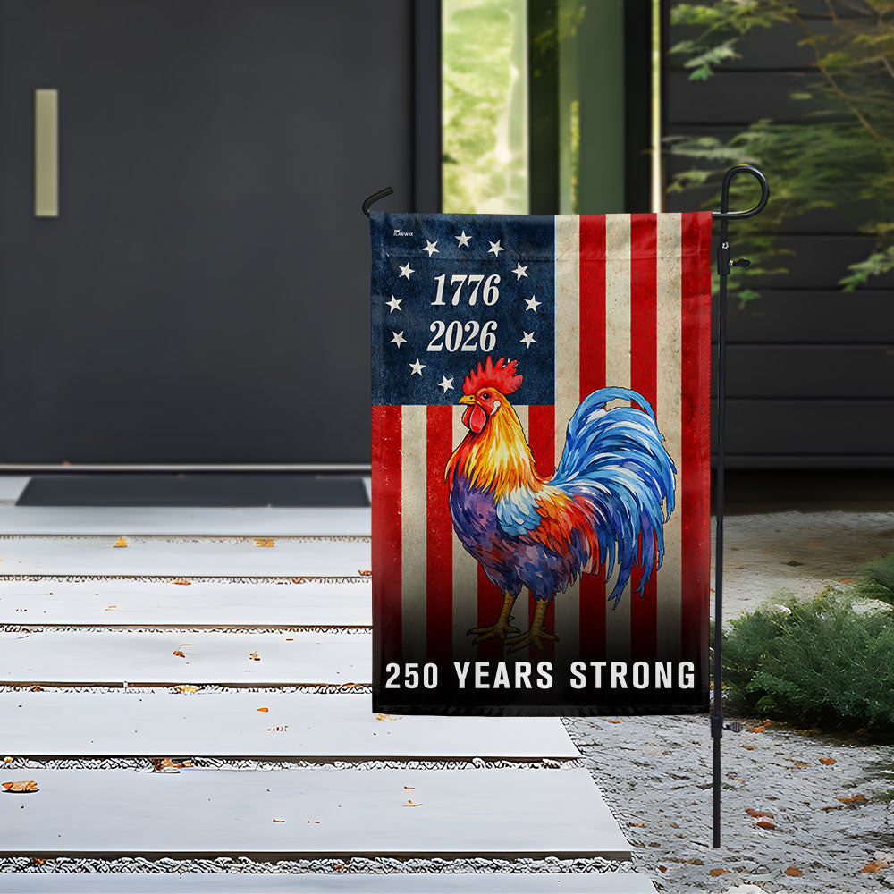 Chicken American Flag, 250 Years Strong Patriotic Rooster US Flag