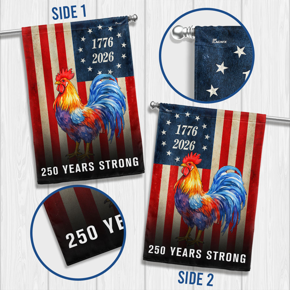 Chicken American Flag, 250 Years Strong Patriotic Rooster US Flag