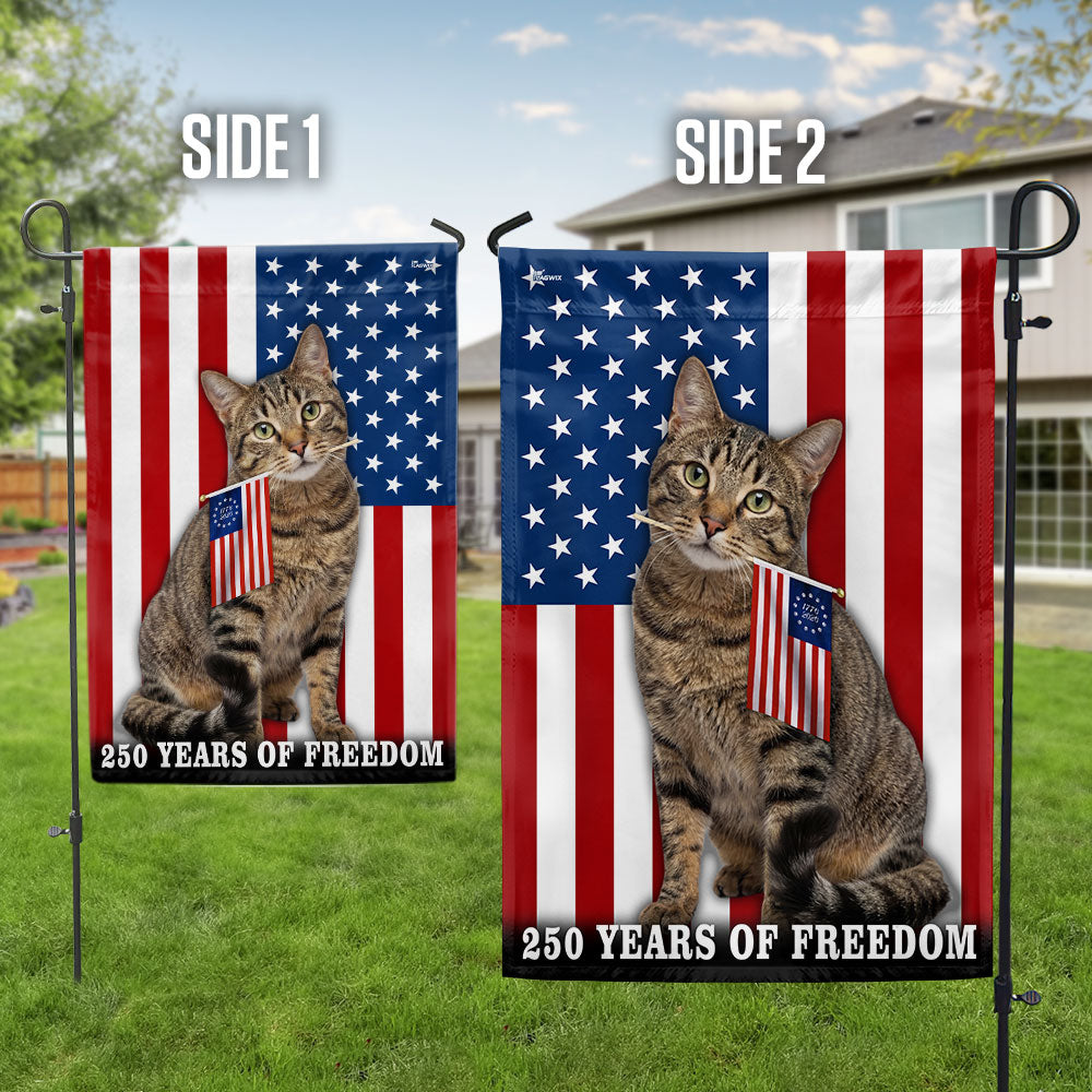 Cat American Flag, 250 Years of Freedom Patriotic Tappy Cat US Flag