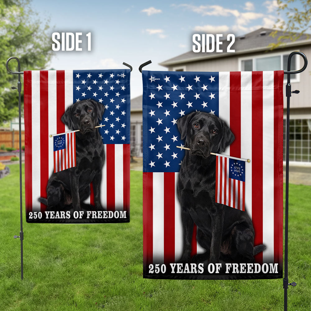 Dog American Flag, 250 Years of Freedom Black Labrador Retriever US Flag