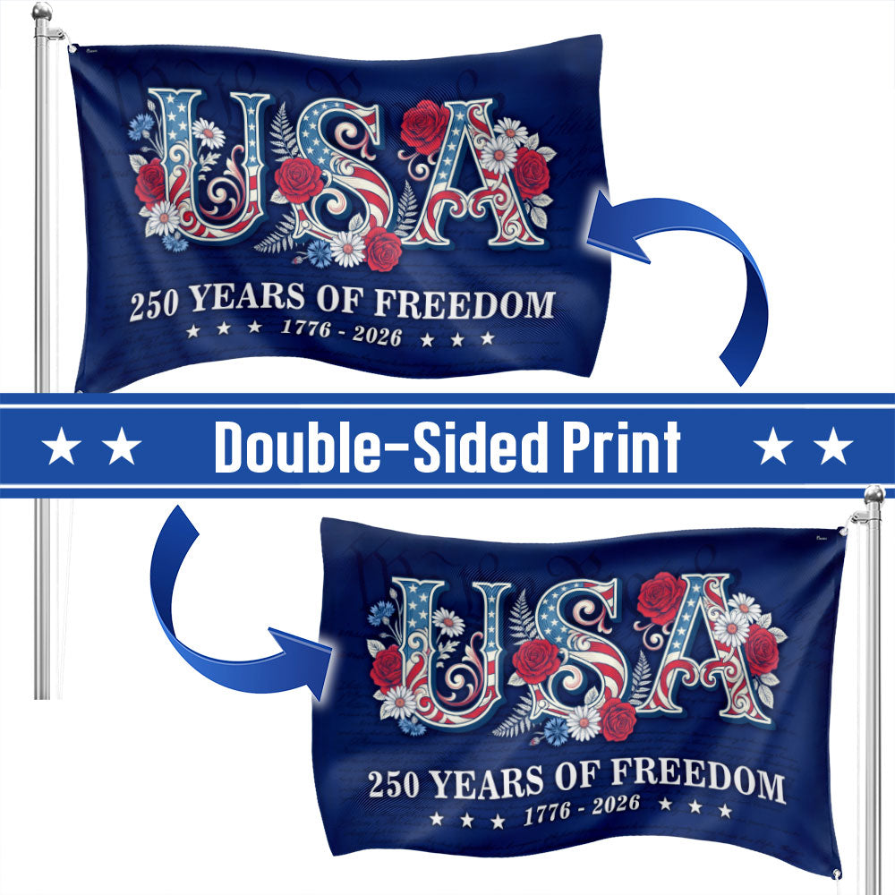 USA American Flag, 250 Years of Freedom We The People Grommet Flag