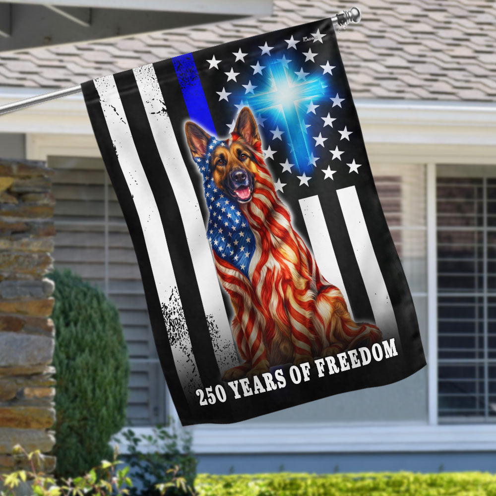 German Shepherd Dog Flag, 250 Years of Freedom Christian Thin Blue Line US Flag