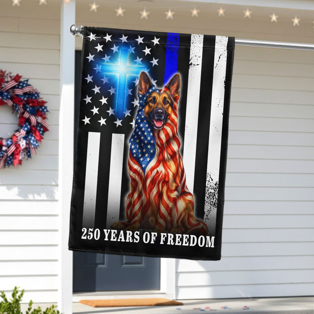 German Shepherd Dog Flag, 250 Years of Freedom Christian Thin Blue Line US Flag