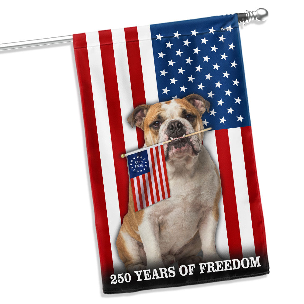 Dog American Flag, 250 Years of Freedom Patriotic Bulldog US Flag