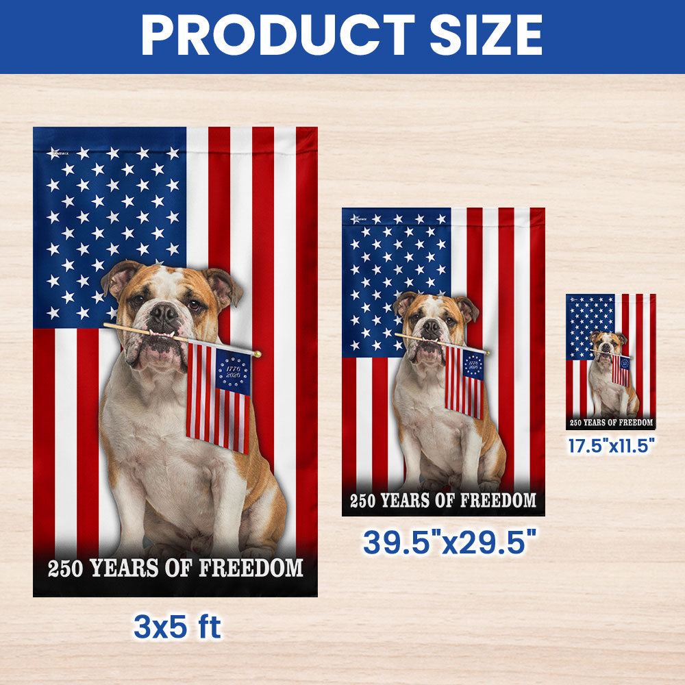 Dog American Flag, 250 Years of Freedom Patriotic Bulldog US Flag