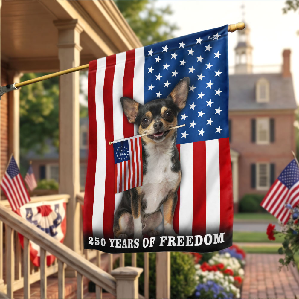Dog American Flag, 250 Years of Freedom Chihuahua US Flag