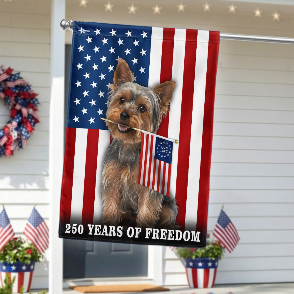 Dog American Flag, 250 Years of Freedom Yorkshire Terrier US Flag