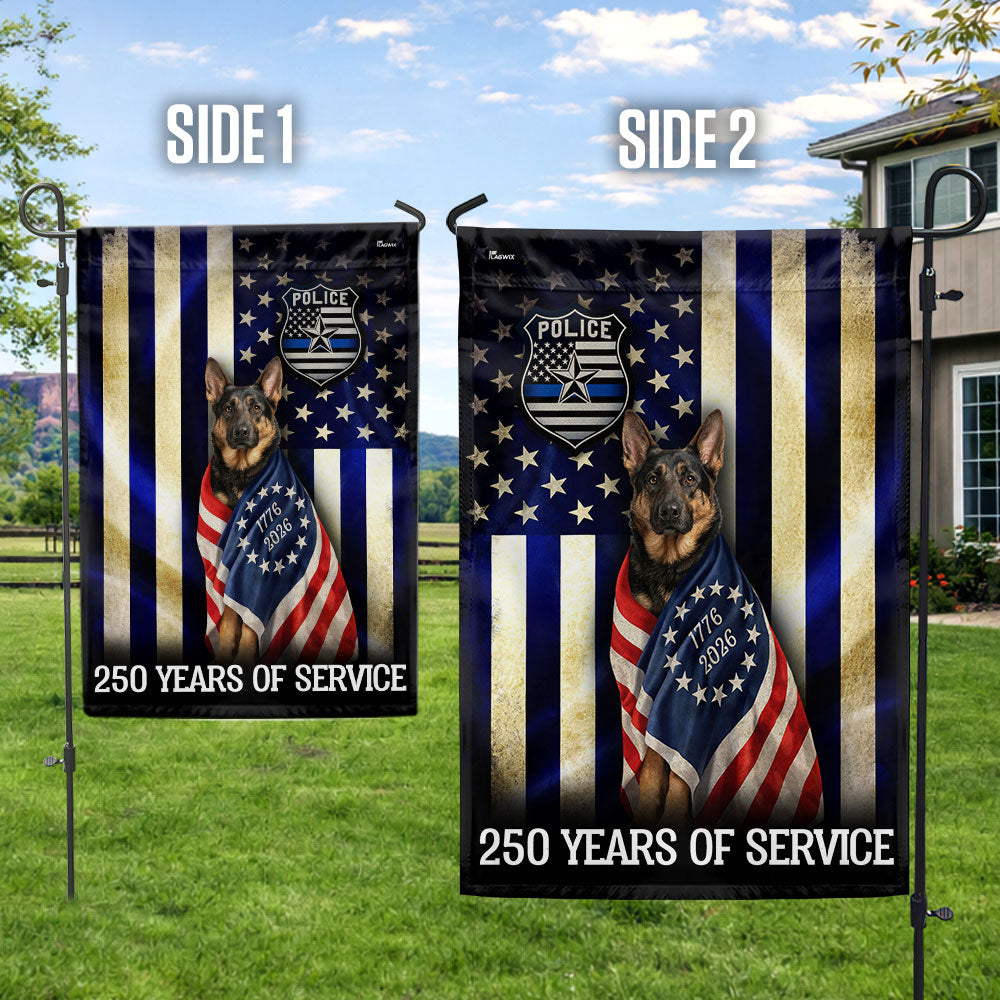 Dog Thin Blue Line Flag, German Shepherd 250 Years of Protection Decor