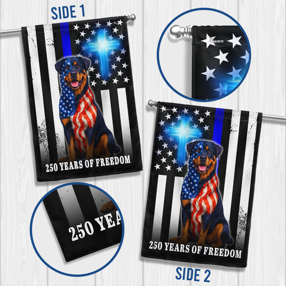Rottweiler American Flag, 250 Years of Freedom Christian Thin Blue Line Decor