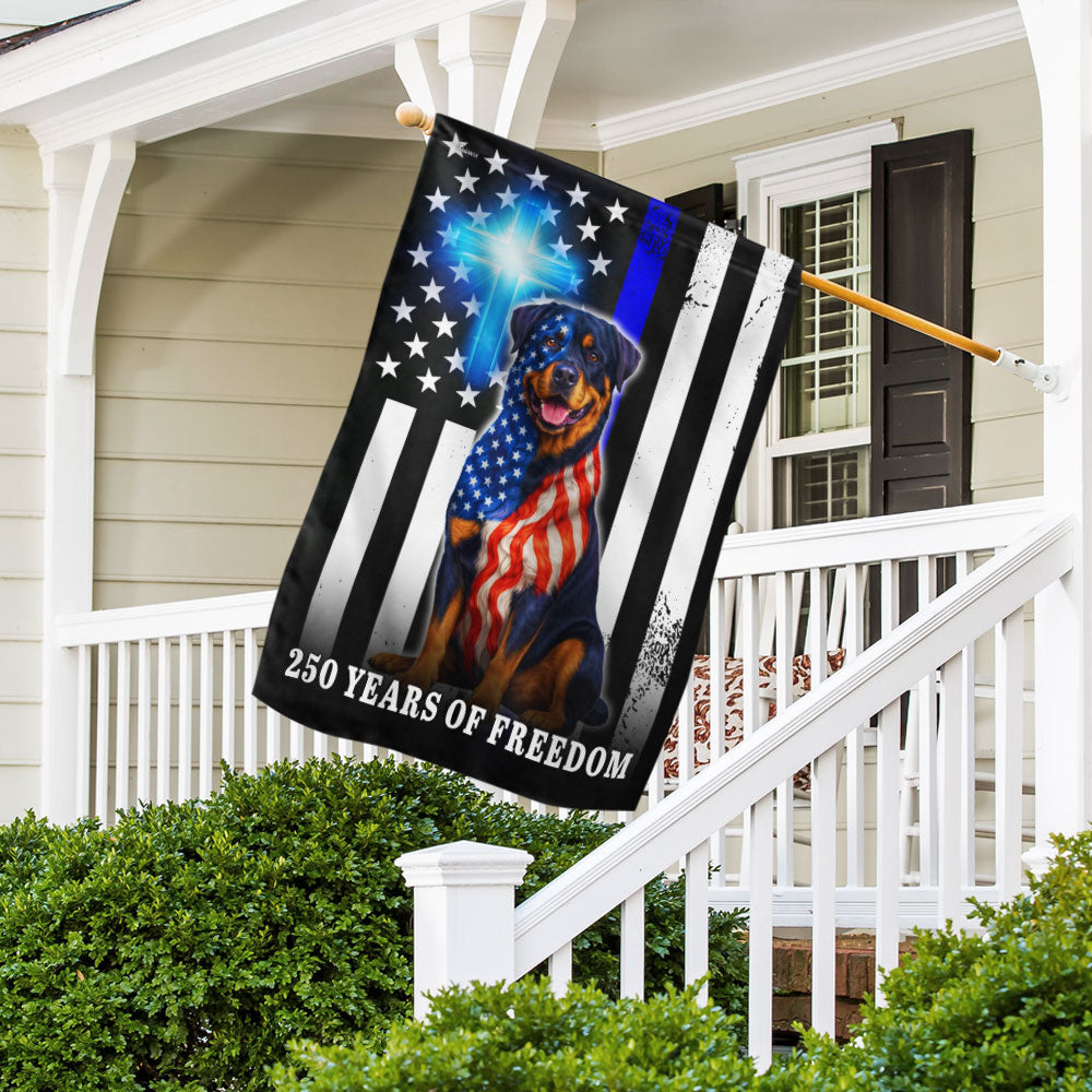 Rottweiler American Flag, 250 Years of Freedom Christian Thin Blue Line Decor