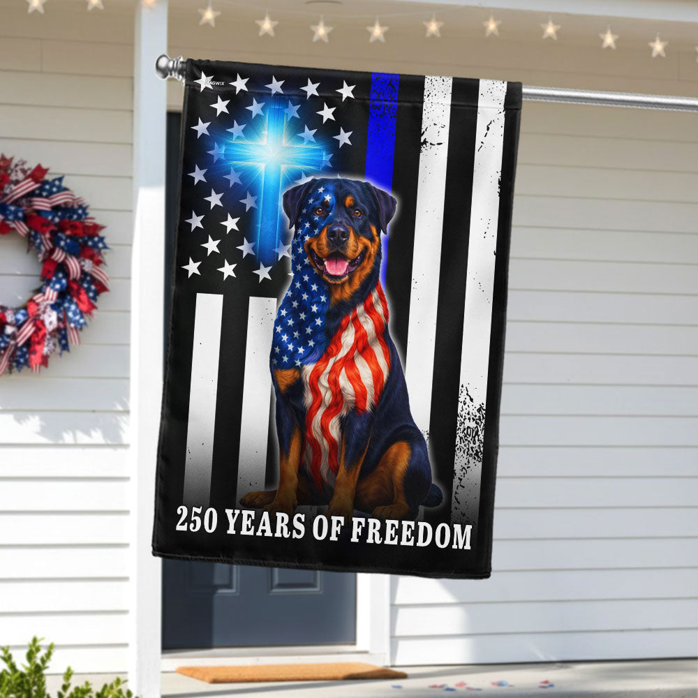 Rottweiler American Flag, 250 Years of Freedom Christian Thin Blue Line Decor