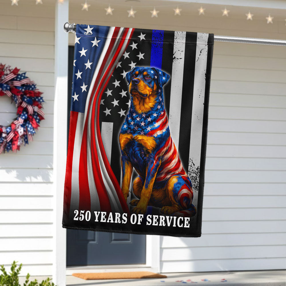 Dog American Flag, 250 Years of Service Rottweiler Thin Blue Line US Flag