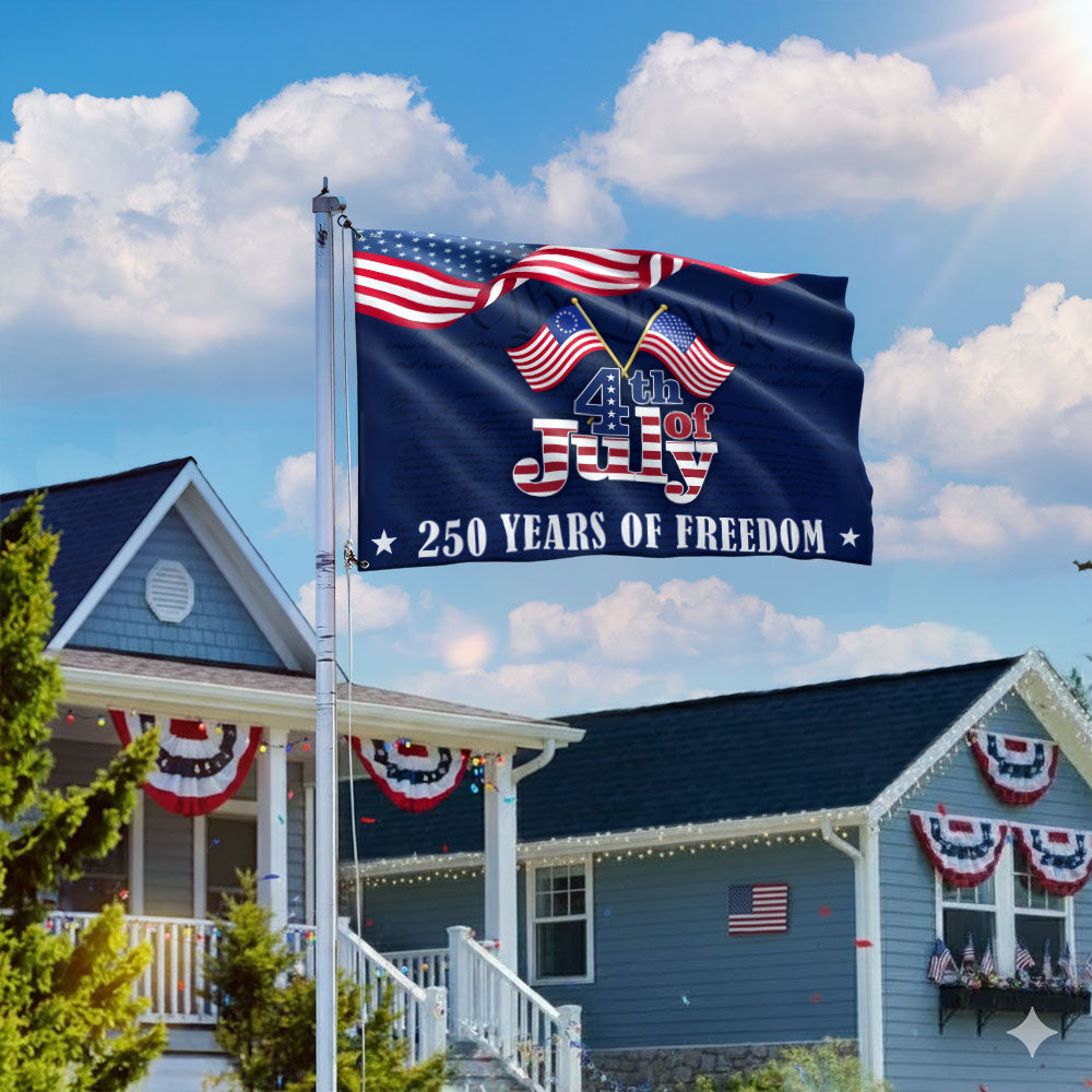 250 Years of Freedom Flag, Betsy Ross 4th of July Grommet Flag