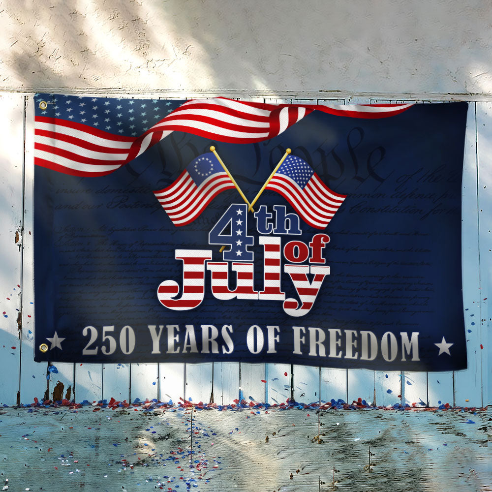 250 Years of Freedom Flag, Betsy Ross 4th of July Grommet Flag