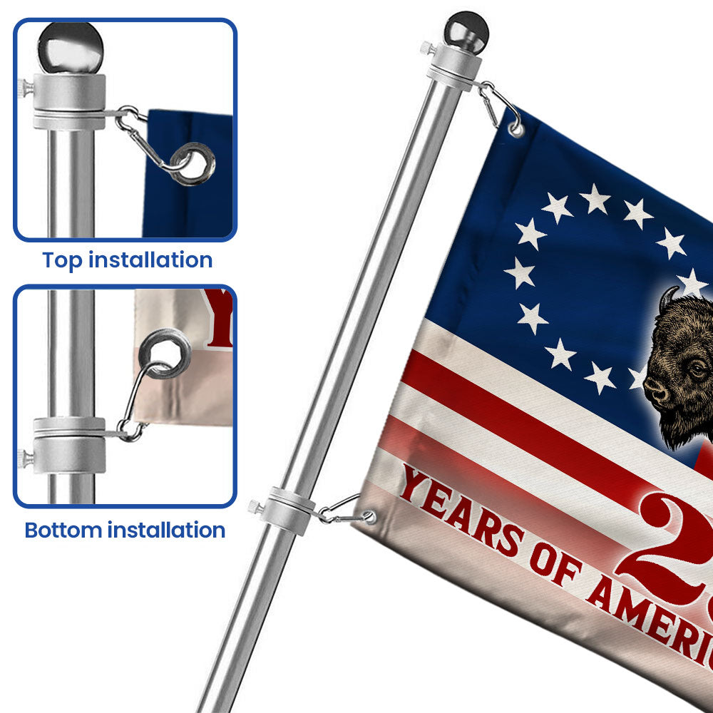 Betsy Ross Flag, 250 Years of American Independence Bison Buffalo Grommet Flag