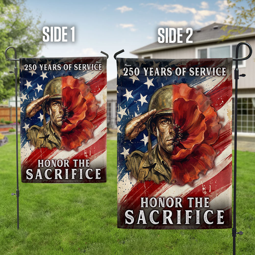 Memorial Day Flag, 250 Years of Service Honor The Sacrifice Poppy US Flag