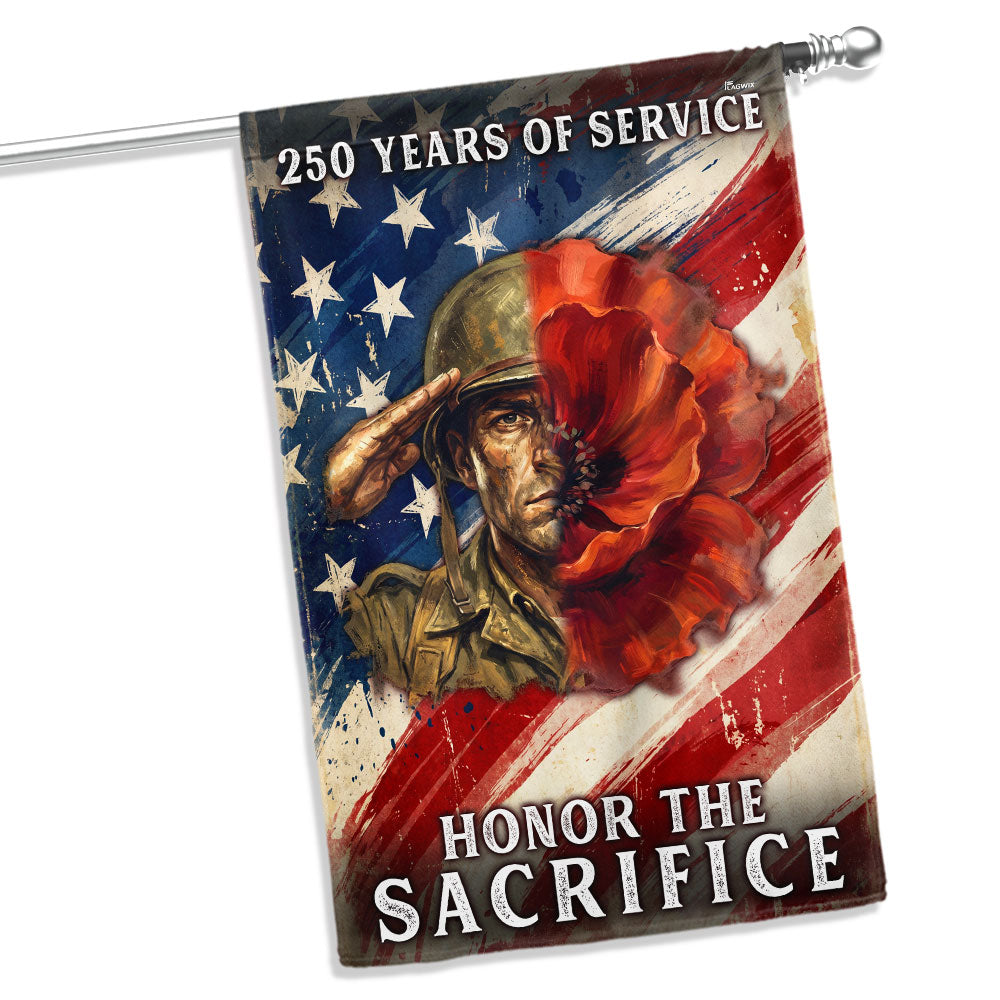 Memorial Day Flag, 250 Years of Service Honor The Sacrifice Poppy US Flag
