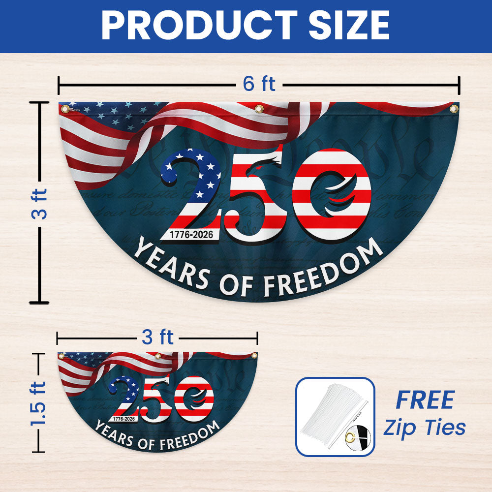 250th Anniversary Fan Flag, 1776 2026 Patriotic We The People Decor