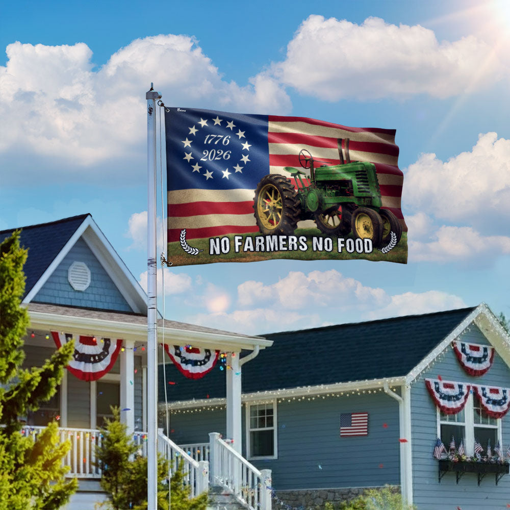 Tractor Farm Flag, 1776 2026 No Farmers No Food Grommet American Flag