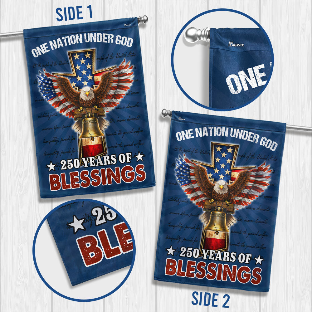 Christian Patriotic Flag, 250 Years of Blessings One Nation Under God Decor