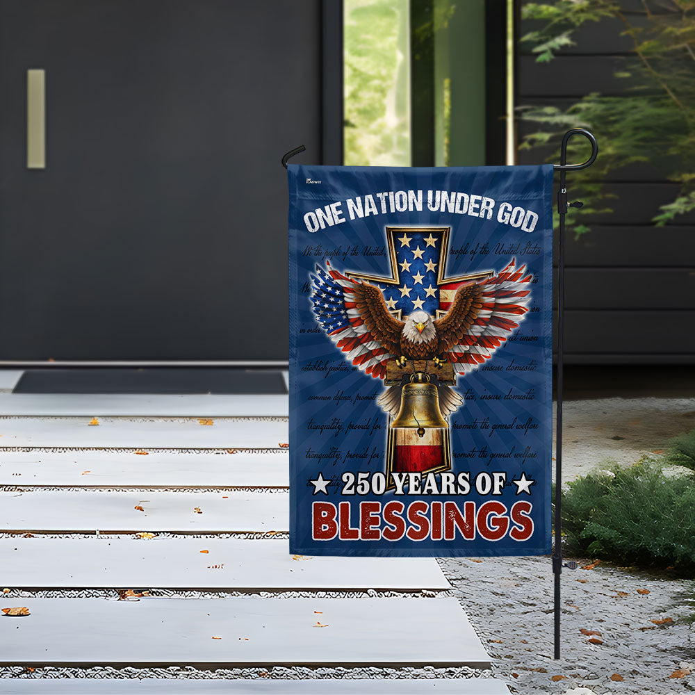 Christian Patriotic Flag, 250 Years of Blessings One Nation Under God Decor