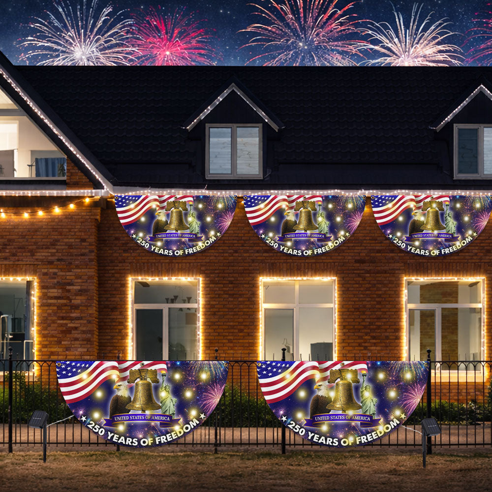 250 Years of Freedom 4th of July Patriotic Liberty Solar Led Fan Flag